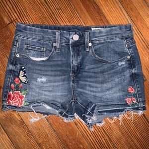 Blank NYC embroidered jean shorts